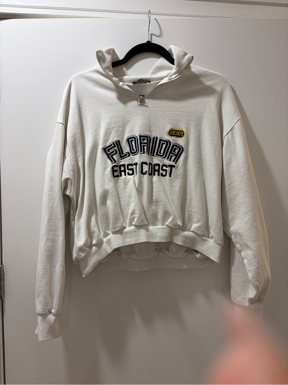 Zara Cream Florida East Coast Quarter-Zip Pullover Cropped
